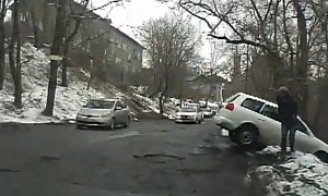 Russian Driver Unwillingly Goes Off-Road
