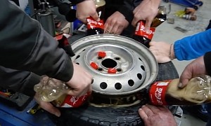 Russian Experiment Shows What Happens When You Put Coke and Mentos Inside a Car Tire