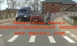 Russian Lady Crashes into Rider, Drives Away