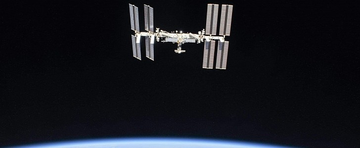 The ISS orbiting Earth