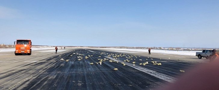 Gold bars on a Yakutsk airport runway