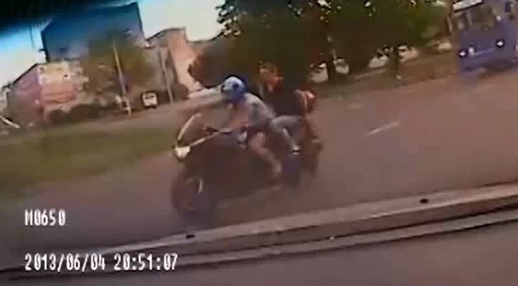 Russian Police Cruiser in Pursuit of Bike