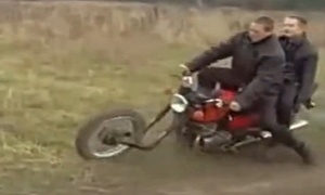 Russian Rider Lands a Wheelie, Breaks Forks
