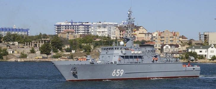 The Russian Navy's newest mine defense ship returned to Sevastopol after completing a training period