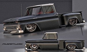 Rustic, Matte Black Chevy C10 Muscle Truck Sits CGI-Bagged With Polished Copper