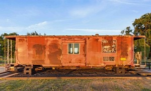 Rusty and Old on the Outside, Historic Train Caboose Is a Surprisingly Stylish Tiny Home