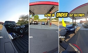 Ruthless! Repo Man Snatches Car at the Gas Pump