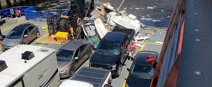 RV crashes in the back of moving ferry in Canada