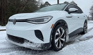 RWD Volkswagen ID.4 Is Seriously Hard To Control in the Snow on All-Season Tires
