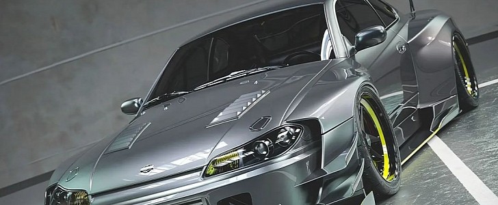S15 Nissan Silvia GR86 slammed widebody rendering 