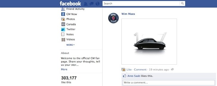 Saab fans occupy gm facebook page