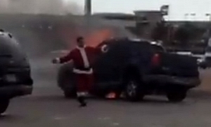 Samaritan Santa Pulls Man From Burning Car