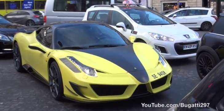 Samuel Eto'o Drive a Tuned Yellow Ferrari Through Paris 