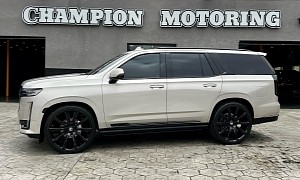 Sandstone 2022 Cadillac Escalade Rides Stealthy on Contrasting-Black 26 Inchers