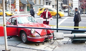 Santa Crashes Porsche 911 in New York