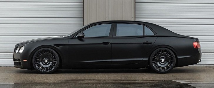 Satin Black Bentley Flying Spur Glossy AGL60 murdered-out by Progressive Autosports and AG Luxury 