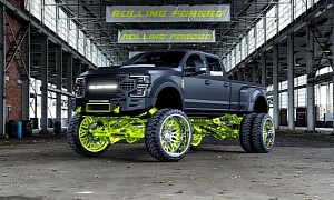 Satin Black and Neon Green Ford F-450 Looks Chimeral, Will Turn Real Very Soon
