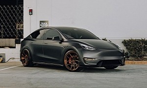 Satin Black Tesla Model Y Blends Modern EV Looks With Ritzy Antique Bronze Style