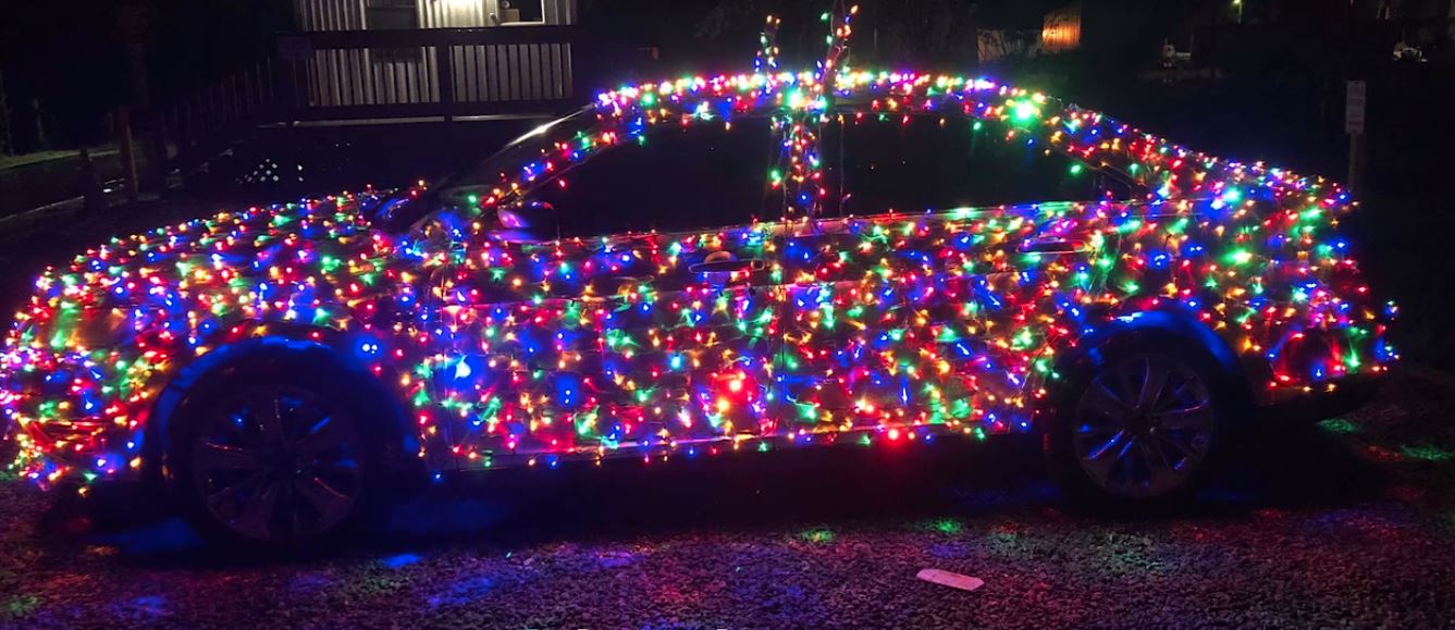 Cars decorated for Christmas