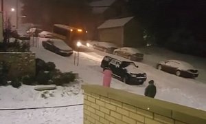 School Bus Full of Kids Going Down a Snowy Steep Hill Can't Possibly End Well