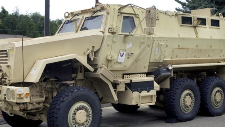 The Los Angeles Unified School District police department received a Mine-Resistant Ambush Protected (MRAP) vehicle like this one