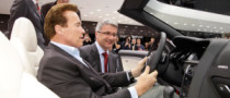 Schwarzenegger Takes a Walk at Geneva Motor Show