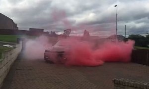 Scottish Couple Do Pink Tire Burnout For Gender Reveal Party