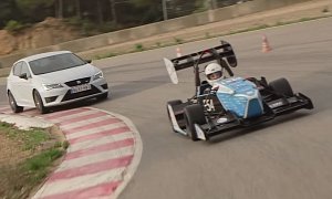 SEAT Leon Cupra Plays With Single-Seat EV Made by Students