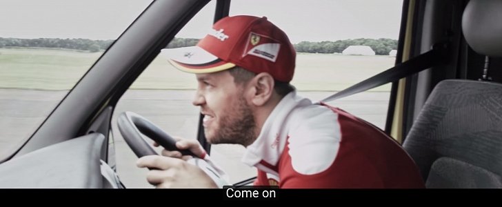 Sebastian Vettel drives Renault Master ambulance in Shell V-Power "The Job Swap" ad