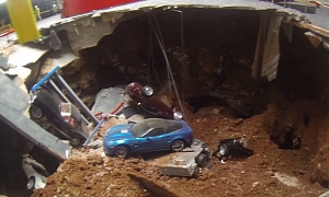 Security Camera Footage Shows Museum Sinkhole Swallowing Rare Corvettes