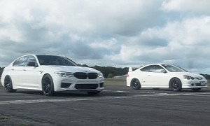 See a Neck and Neck Race Between a 795-HP BMW M5 and a 611-HP Honda Integra Type R