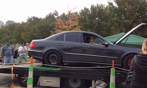 See an E 55 AMG's Tire Explode on Dyno