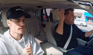 See the Stunts Keeping James Corden from Driving Himself and Justin Bieber