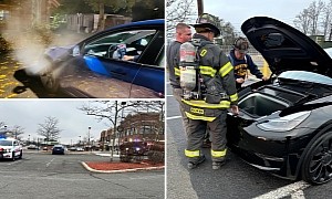 Self-Proclaimed EV Advisor Thinks His Tesla Is on Fire, Emergency Responders Wreck His Car