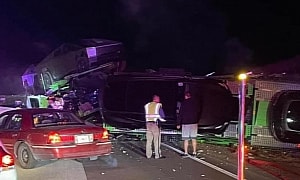 Semi-Truck Transporting Tesla Cybertrucks Tips Over on the Highway in Colorado