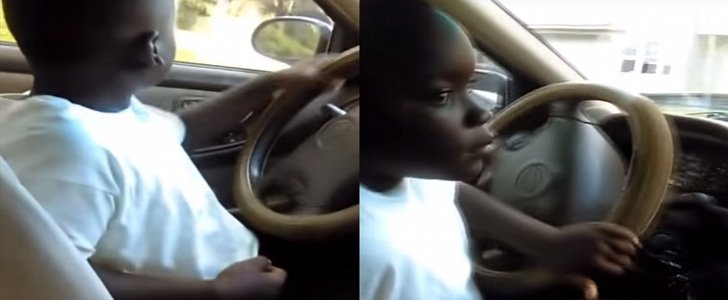 7-year-old driving on his own
