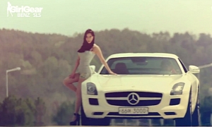 Sexy Korean Girl Takes Ride in Mercedes SLS