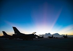 Shadows Make F-16 Fighting Falcons Look Serene on Florida Sunrise Backdrop
