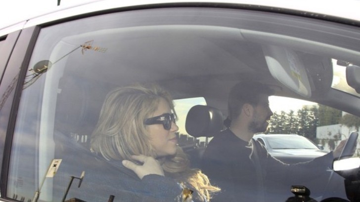 Shakira and Gerard Pique seen in an Audi Q7
