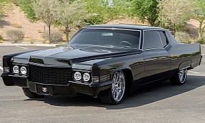 Shaved 1970 Cadillac Coupe DeVille Is the Black Nightmare in the Rearview Mirror