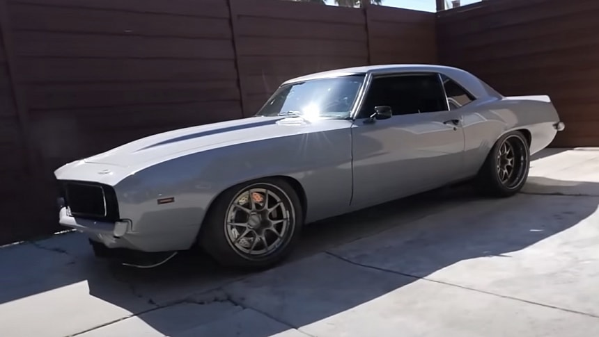 1969 Chevy Camaro has a twin-turbocharged V8 under the hood