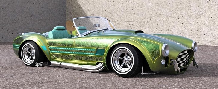 AC Shelby Cobra Southern Cali Lowrider with snake skin rendering by abimelecdesign