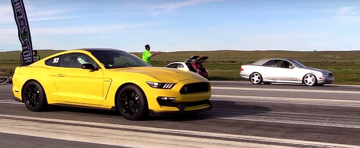 Mustang Shelby GT350 Drag Races Mercedes CLK55 AMG