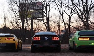 Shelby GT500 Mustang, Dodge Challenger SRT Hellcat and C7 Z06 Duke it Out Loud