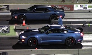 Shelby GT500 Takes on Dodge Challenger T/A 392 Over a 1/4 Mile, Total Obliteration Ensues
