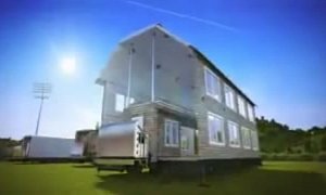 Shipping Containers Fold Out into Two Story Houses in this Highly Doubtful Video