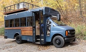 Short Bus Turned Camper Features an Open and Practical Layout, Is Now Available To Buy
