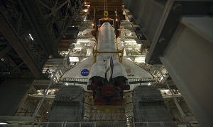 Shuttle Atlantis Heads for the Launch Pad