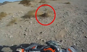 Silly Quad Rider Hits the Only Rock on the Plateau, Crashes Hard