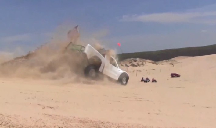 Ford truck jump at Silver Lake sand dunes